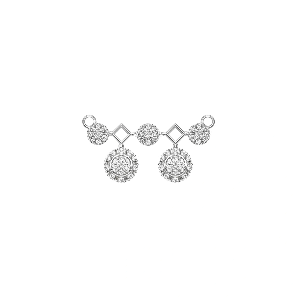 925 Sterling Silver CZ Mangalsutra Pendant – Round Cluster & Diamond Shape Link Drop Design