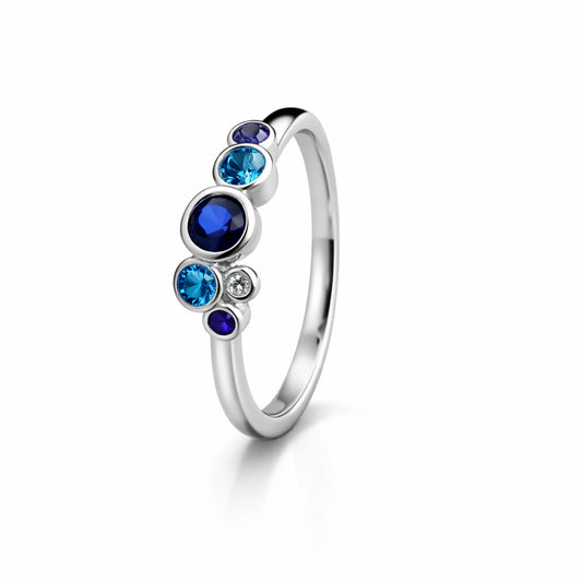 925  Silver close setting multicolor Adjustable Ring