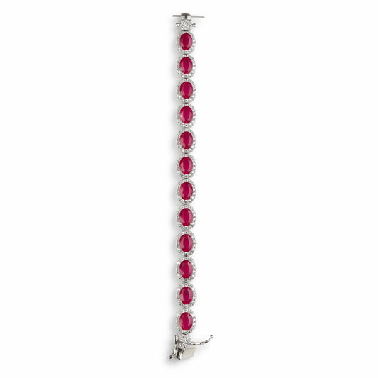 925 Sterling Silver Ruby Red CZ Tennis Bracelet for Women