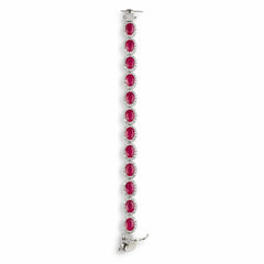 925 Sterling Silver Ruby Red CZ Tennis Bracelet for Women