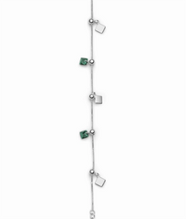 925 Sterling Silver Green Crystal Charm Bracelet for Women