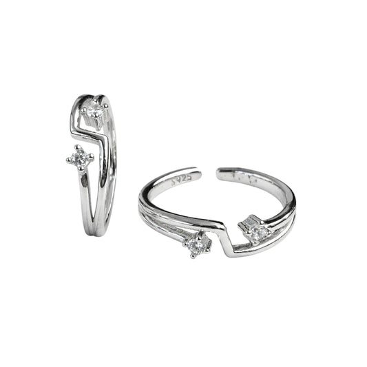 925 Sterling Silver Zigzag CZ Adjustable Toe Ring