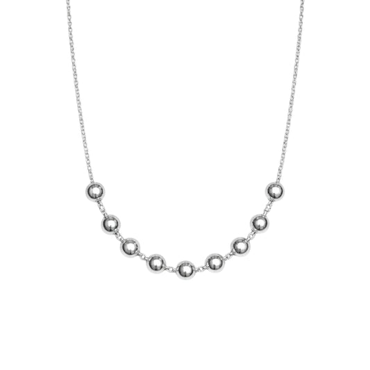 925 Sterling Silver Ball Station Necklace
