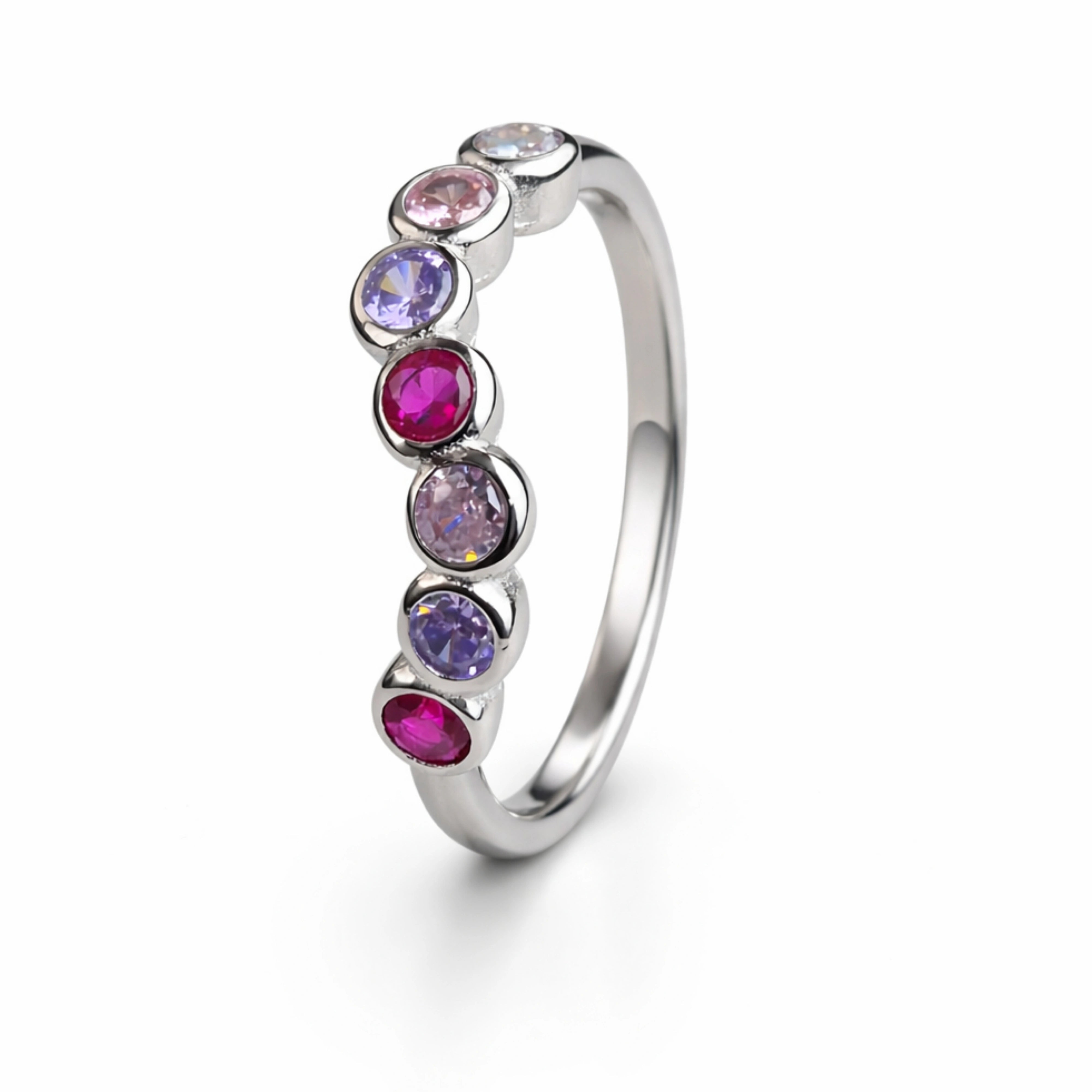 925  Silver close setting multicolor Adjustable Ring