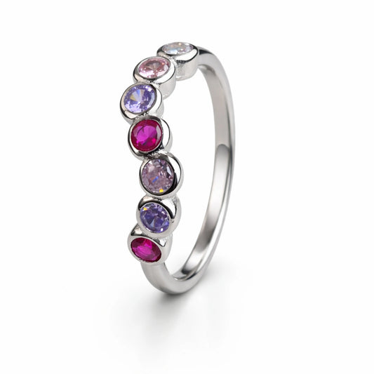 925  Silver close setting multicolor Adjustable Ring