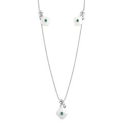 925 Sterling Silver White Enamel Station Necklace