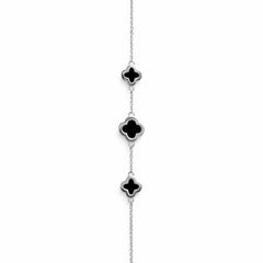925 Sterling Silver Black Clover Charm Bracelet for Women