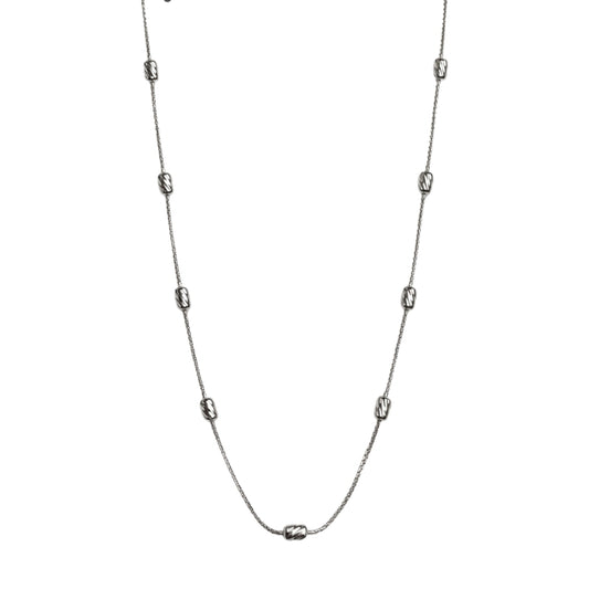 925 Sterling Silver Textured Barrel Bead Necklace