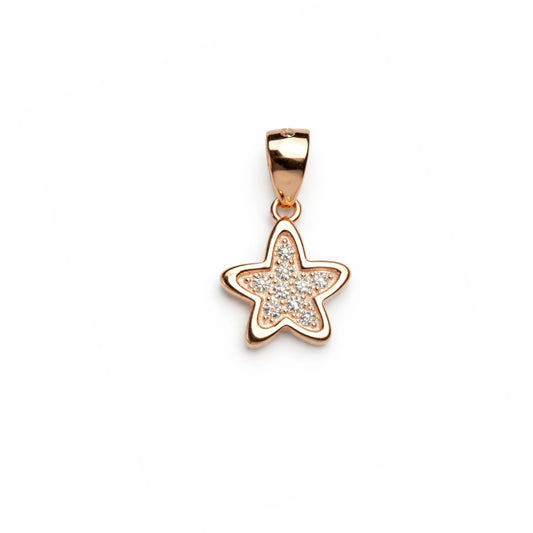 925 Sterling Silver Rose Gold Star Pendant with Cubic Zirconia