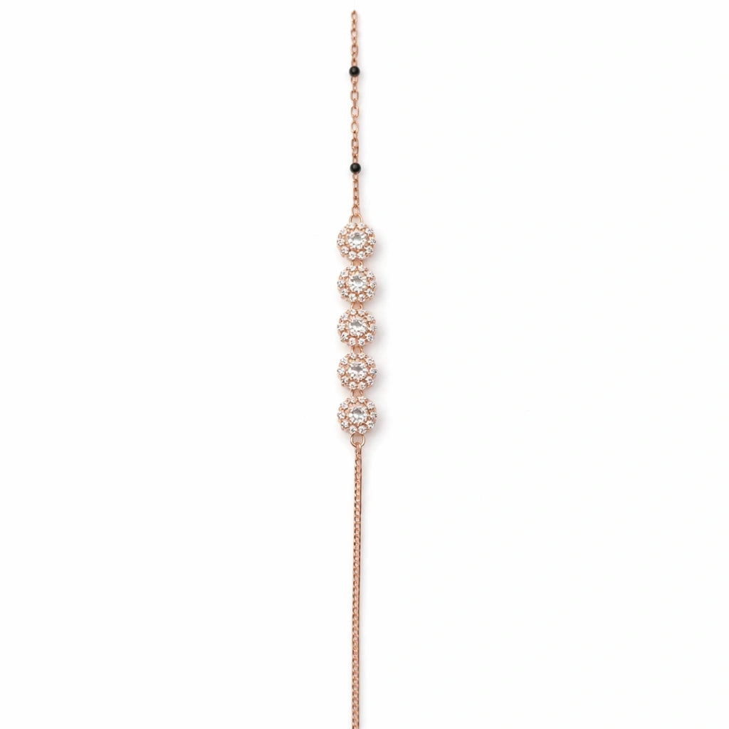 925 Sterling Silver Rose Gold Floral CZ Bracelet for Women