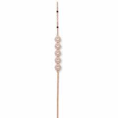925 Sterling Silver Rose Gold Floral CZ Bracelet for Women
