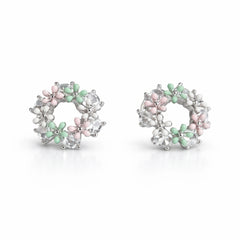 925 Sterling Silver Floral Wreath Stud Earrings