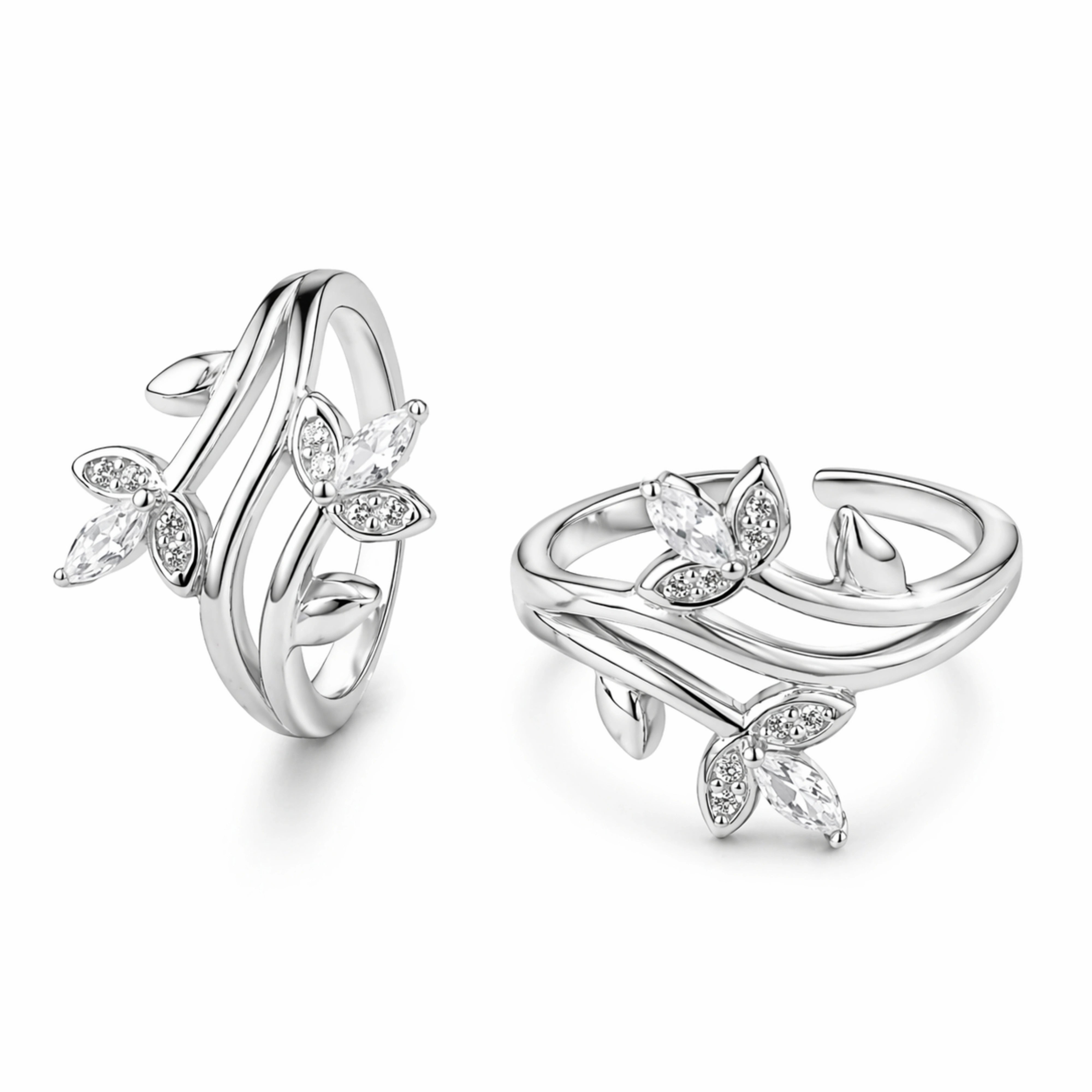 925 Sterling Silver Butterfly Adjustable Ring