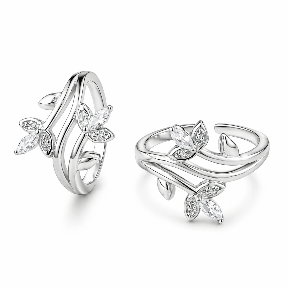 925 Sterling Silver Butterfly Adjustable Ring
