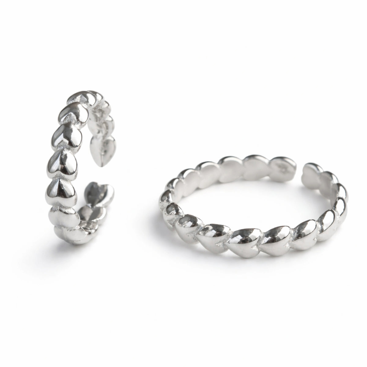 925 Sterling Silver Heart Band Ring