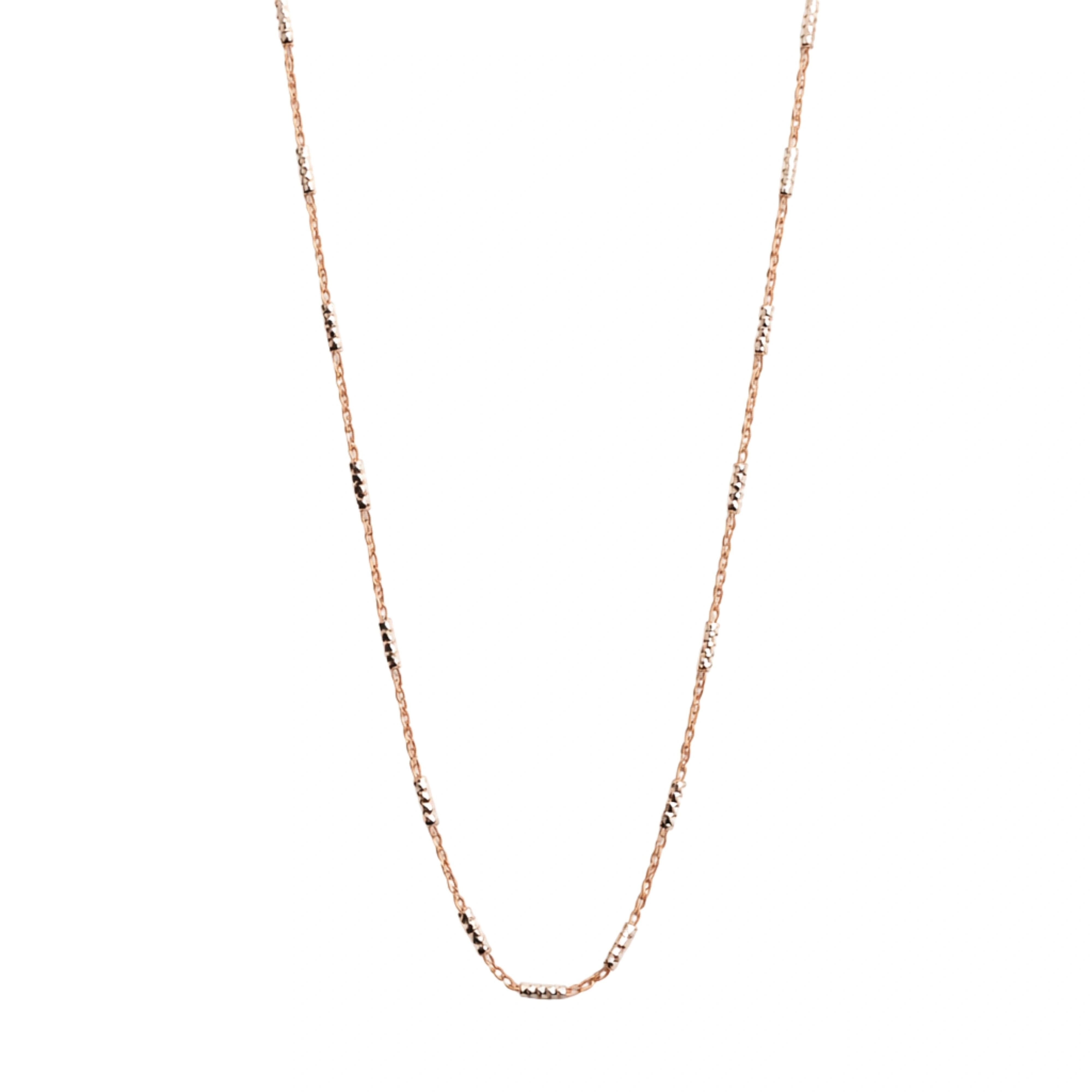 925 Sterling Silver Rose Gold Chain Necklace with Silver Accent Beads