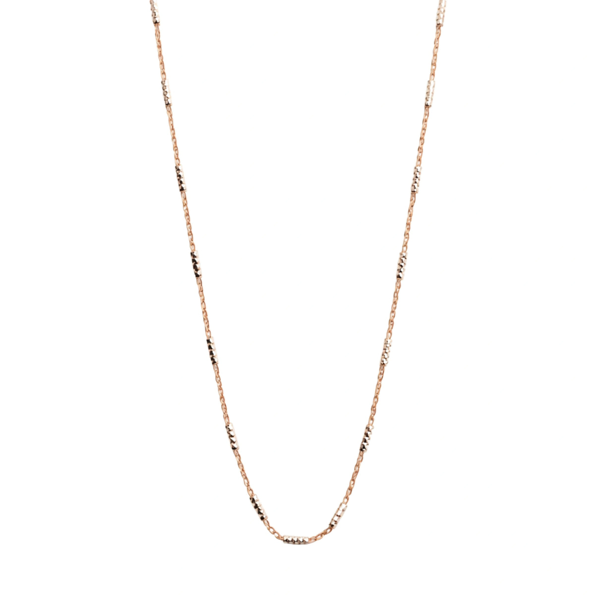 925 Sterling Silver Rose Gold Chain Necklace with Silver Accent Beads