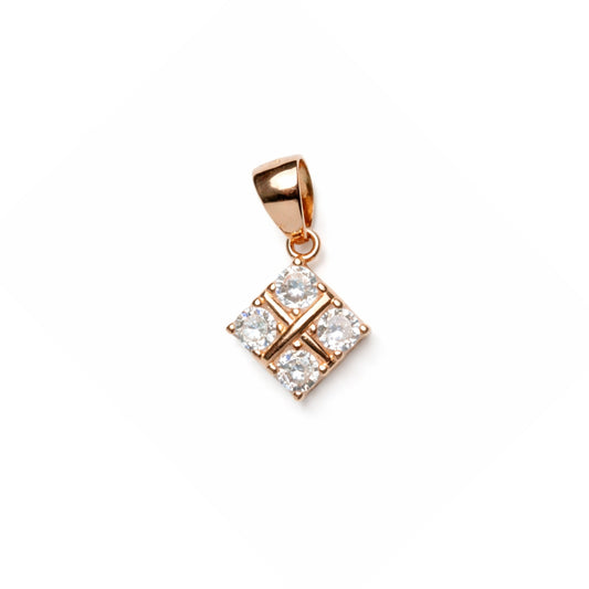 925 Sterling Silver Rose Gold Square CZ Pendant