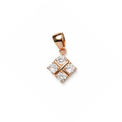 925 Sterling Silver Rose Gold Square CZ Pendant