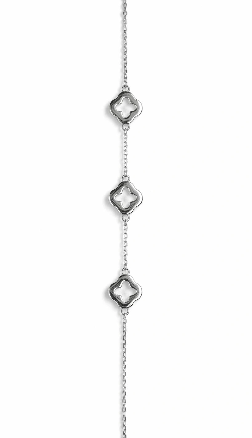 925 Sterling Silver Clover Station Bracelet for Women