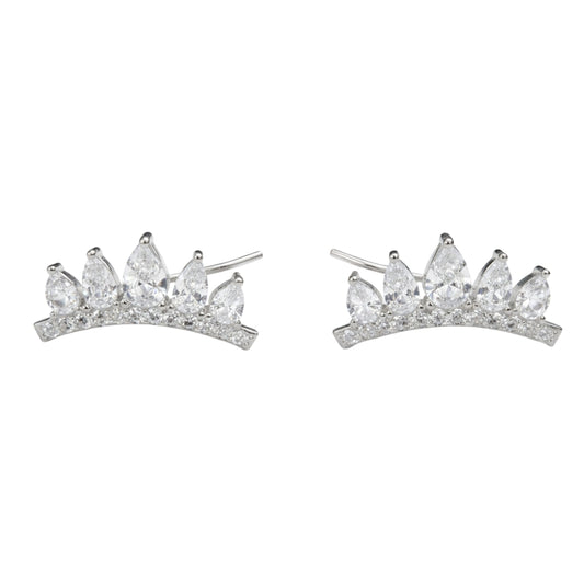 925 Sterling Silver CZ Crown Ear Cuffs for Women