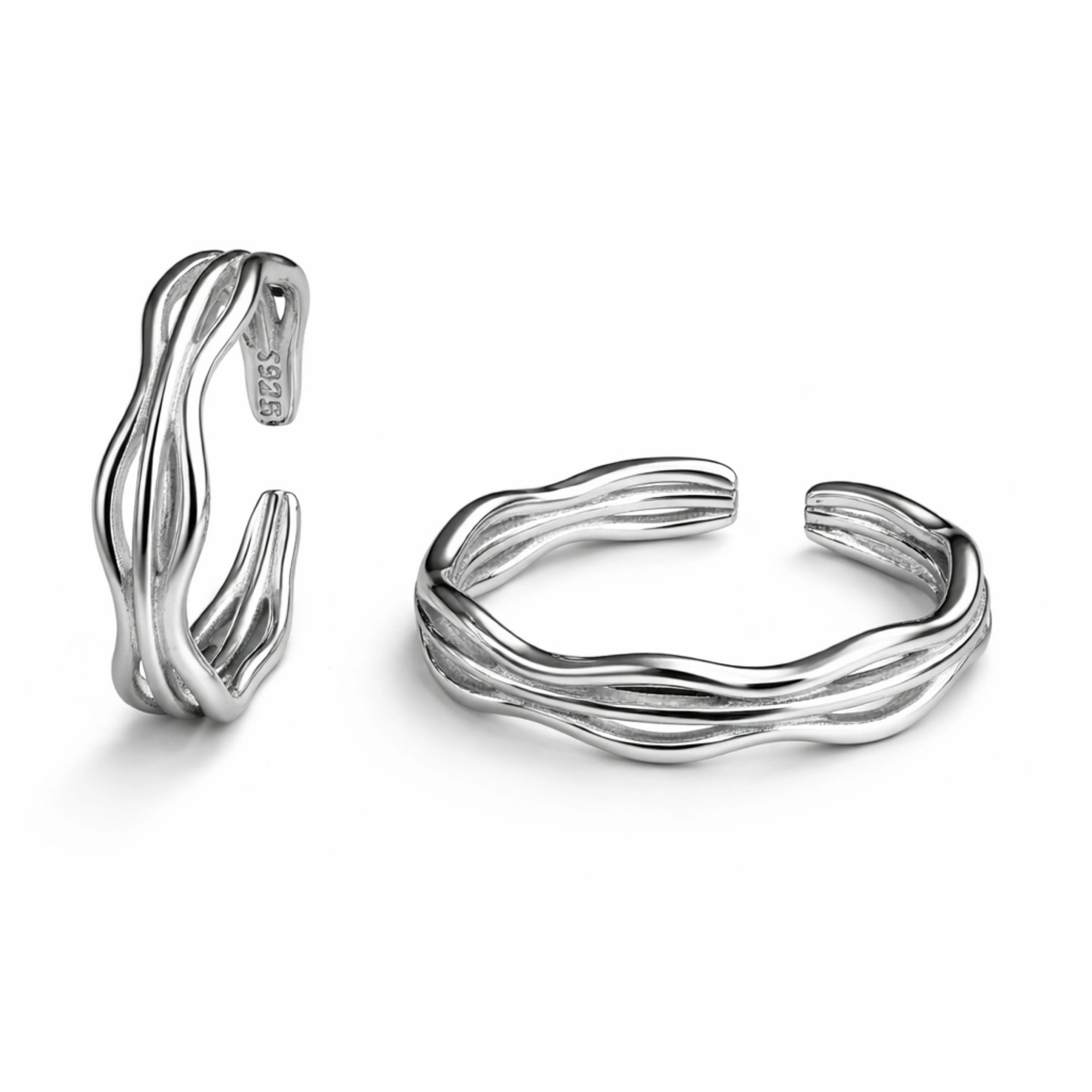 925 Sterling Silver Wave Texture Ring