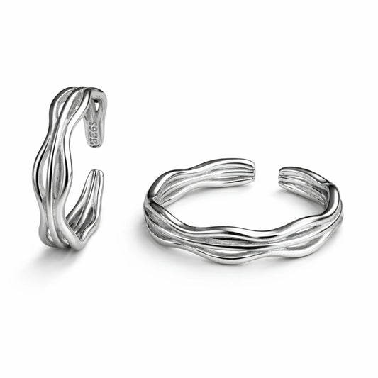 925 Sterling Silver Wave Texture Ring