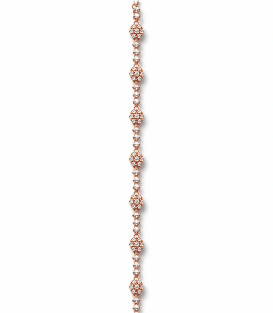 925 Sterling Silver Rose Gold Heart CZ Bracelet for Women