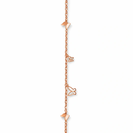 925 Sterling Silver Rose Gold Butterfly Charm Bracelet for Women