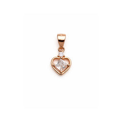 925 Sterling Silver Rose Gold Heart Pendant with Princess Cut Cubic Zirconia