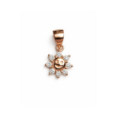 925 Sterling Silver Rose Gold Smiley Sun Pendant with Cubic Zirconia