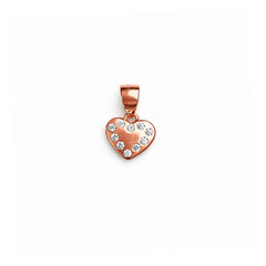 925 Sterling Silver Rose Gold Heart Pendant with CZ Stones