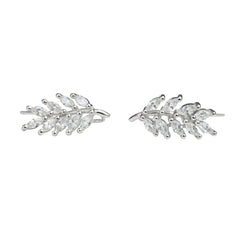925 Sterling Silver Leaf CZ Ear Climbers