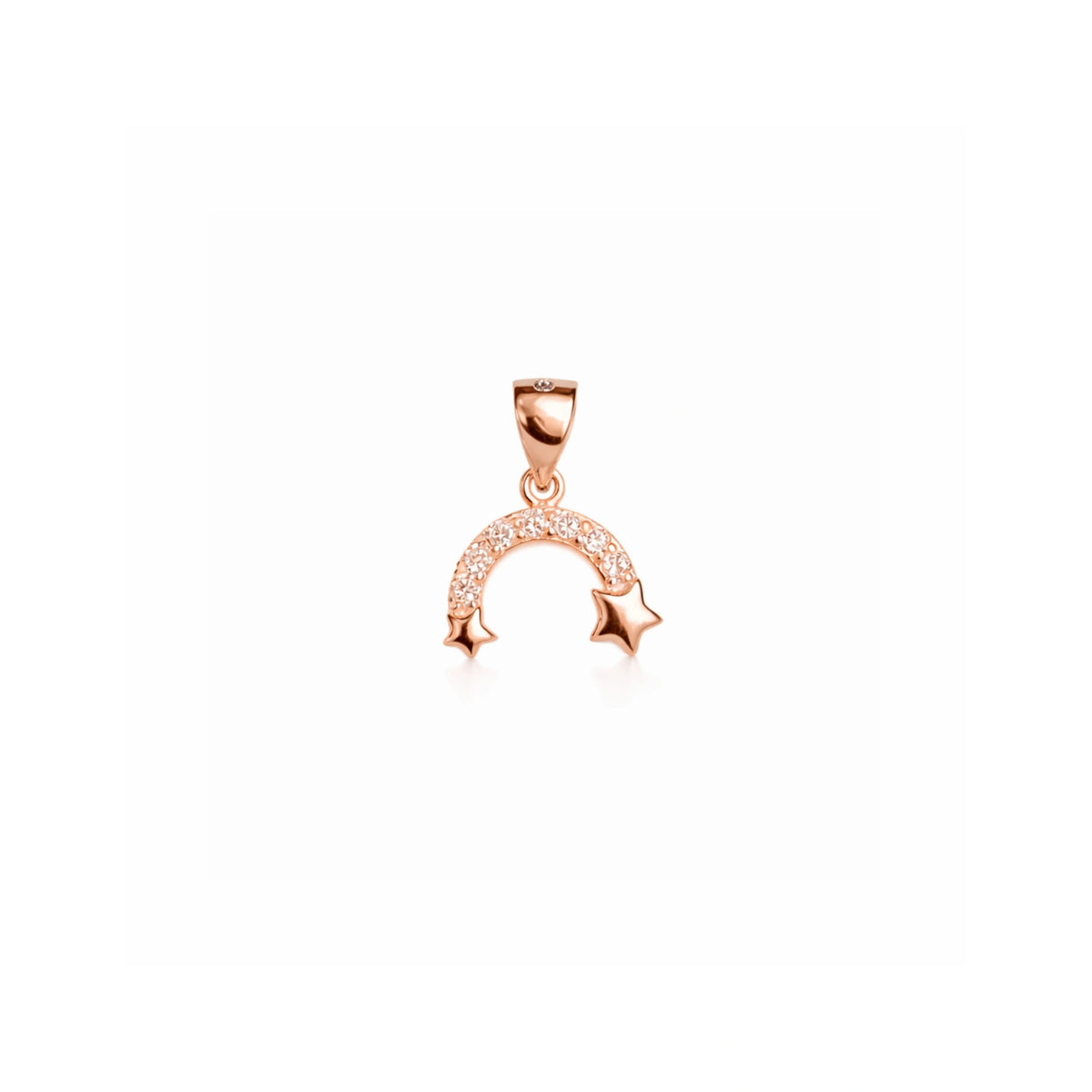 925 Sterling Silver Rose Gold Rainbow Pendant with CZ Stones