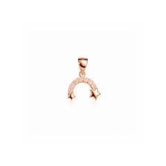 925 Sterling Silver Rose Gold Rainbow Pendant with CZ Stones