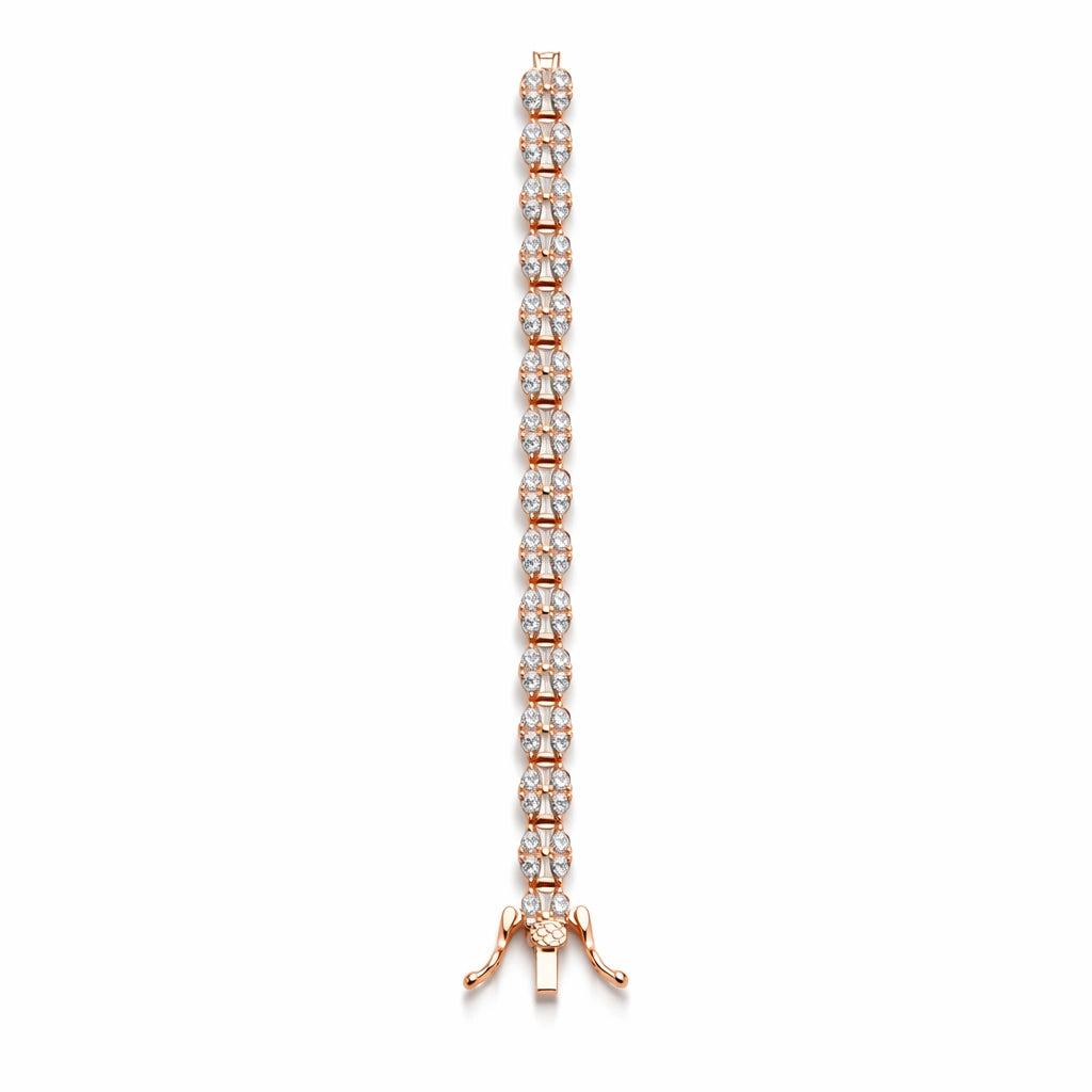 925 Sterling Silver Rose Gold Diamond Tennis Bracelet for Women