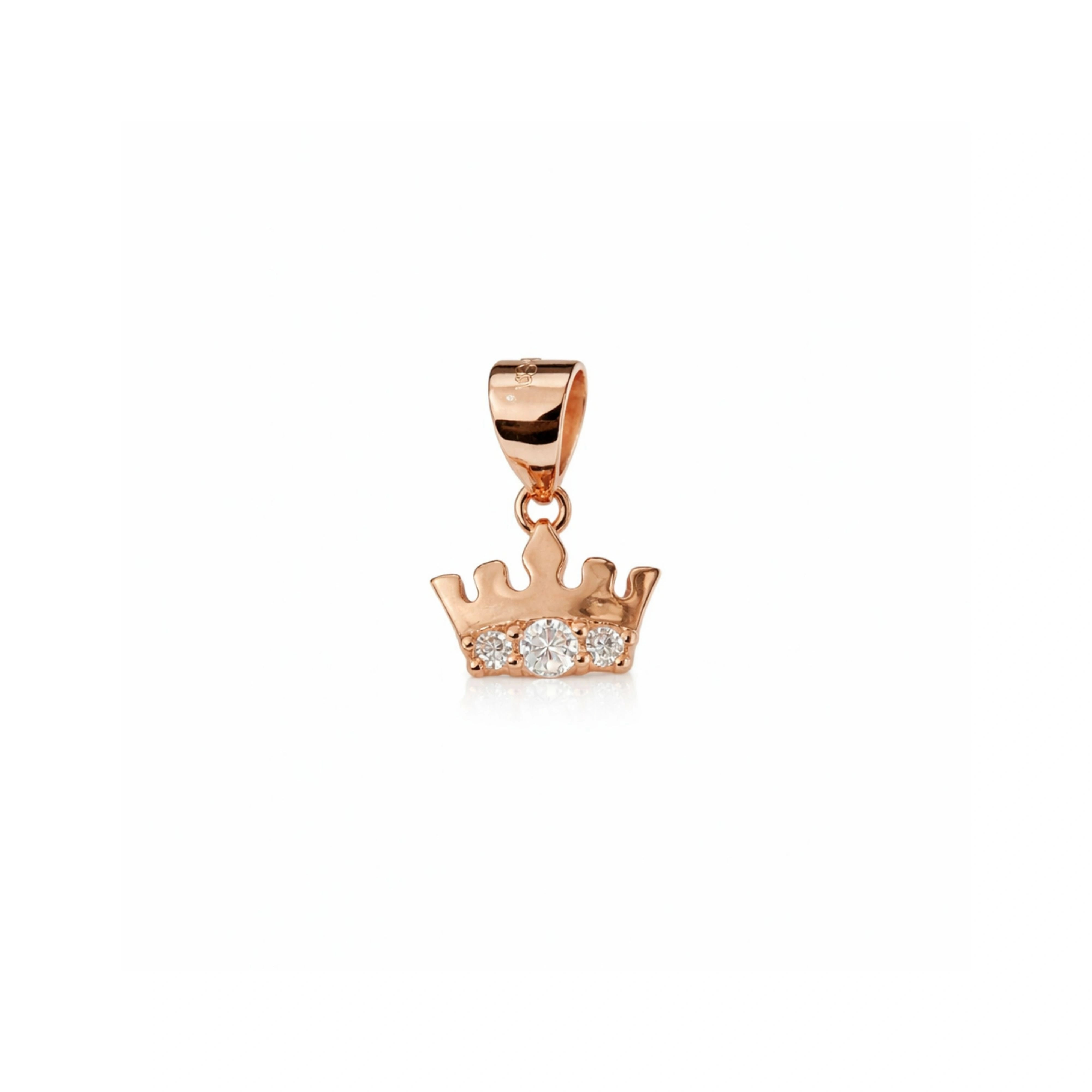 925 Sterling Silver Rose Gold Crown Pendant with CZ Stones