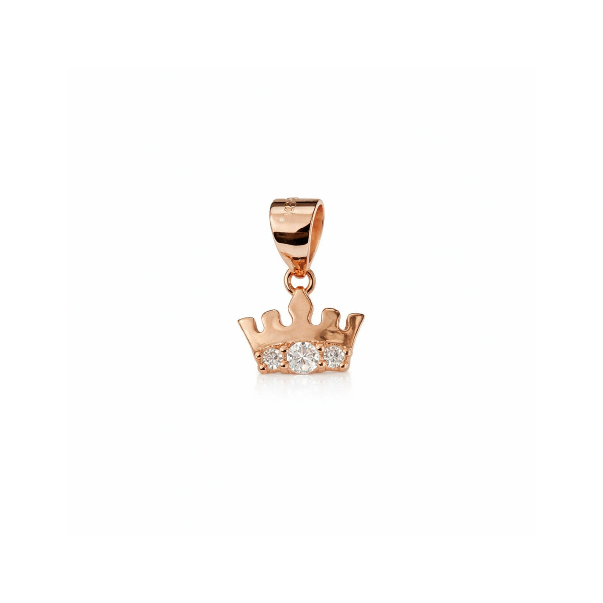 925 Sterling Silver Rose Gold Crown Pendant with CZ Stones