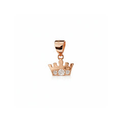 925 Sterling Silver Rose Gold Crown Pendant with CZ Stones