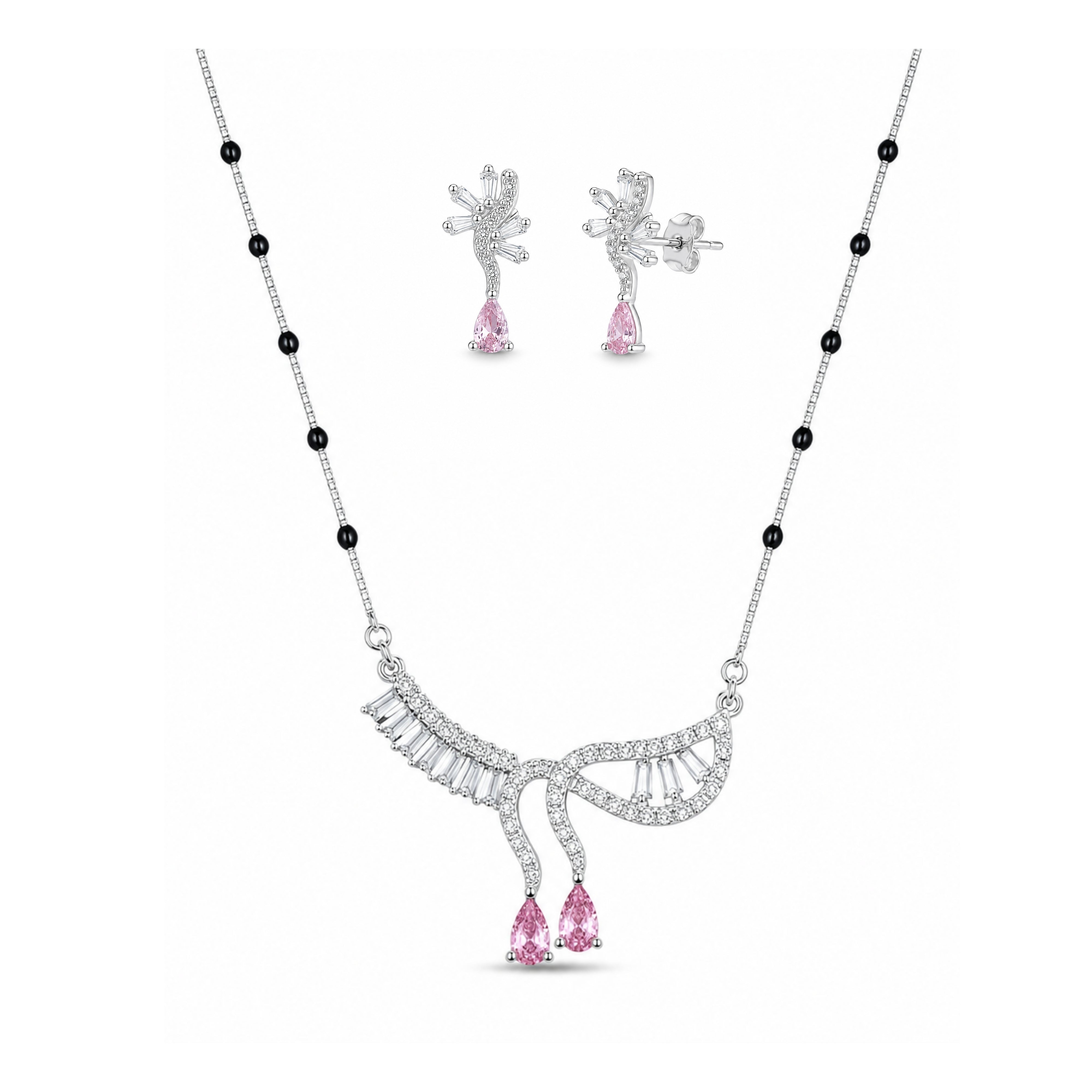 925 Silver Color Stone  Mangalsutra Set