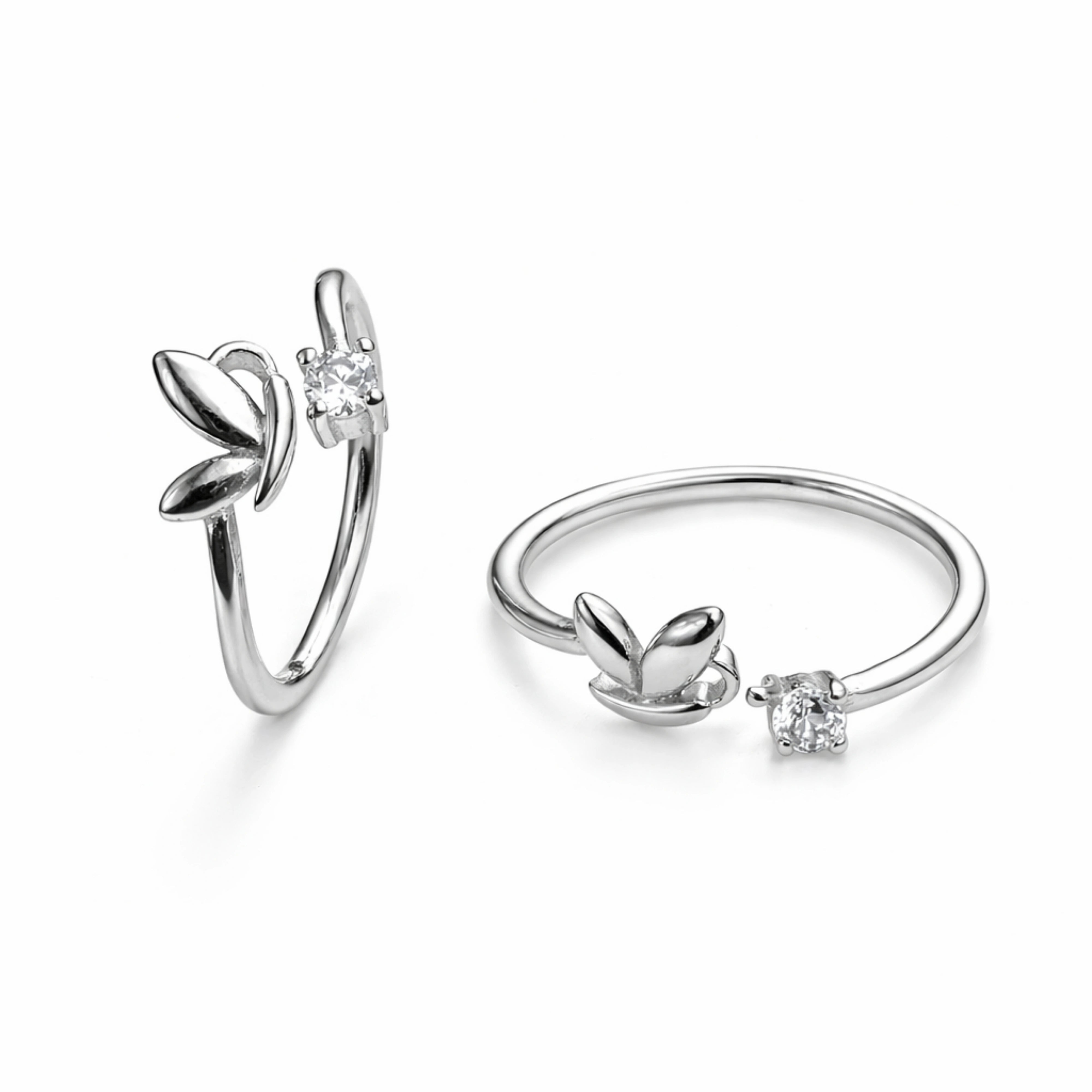 925 Sterling Silver Butterfly Zircon Ring