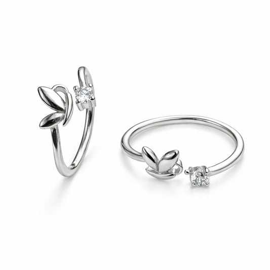 925 Sterling Silver Butterfly Zircon Ring