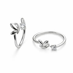 925 Sterling Silver Butterfly Zircon Ring