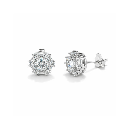 925 Sterling Silver Solitaire Stud Earrings with CZ Stones