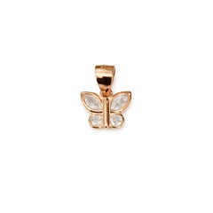 925 Sterling Silver Rose Gold Butterfly Pendant with Marquise & Round CZ Stones