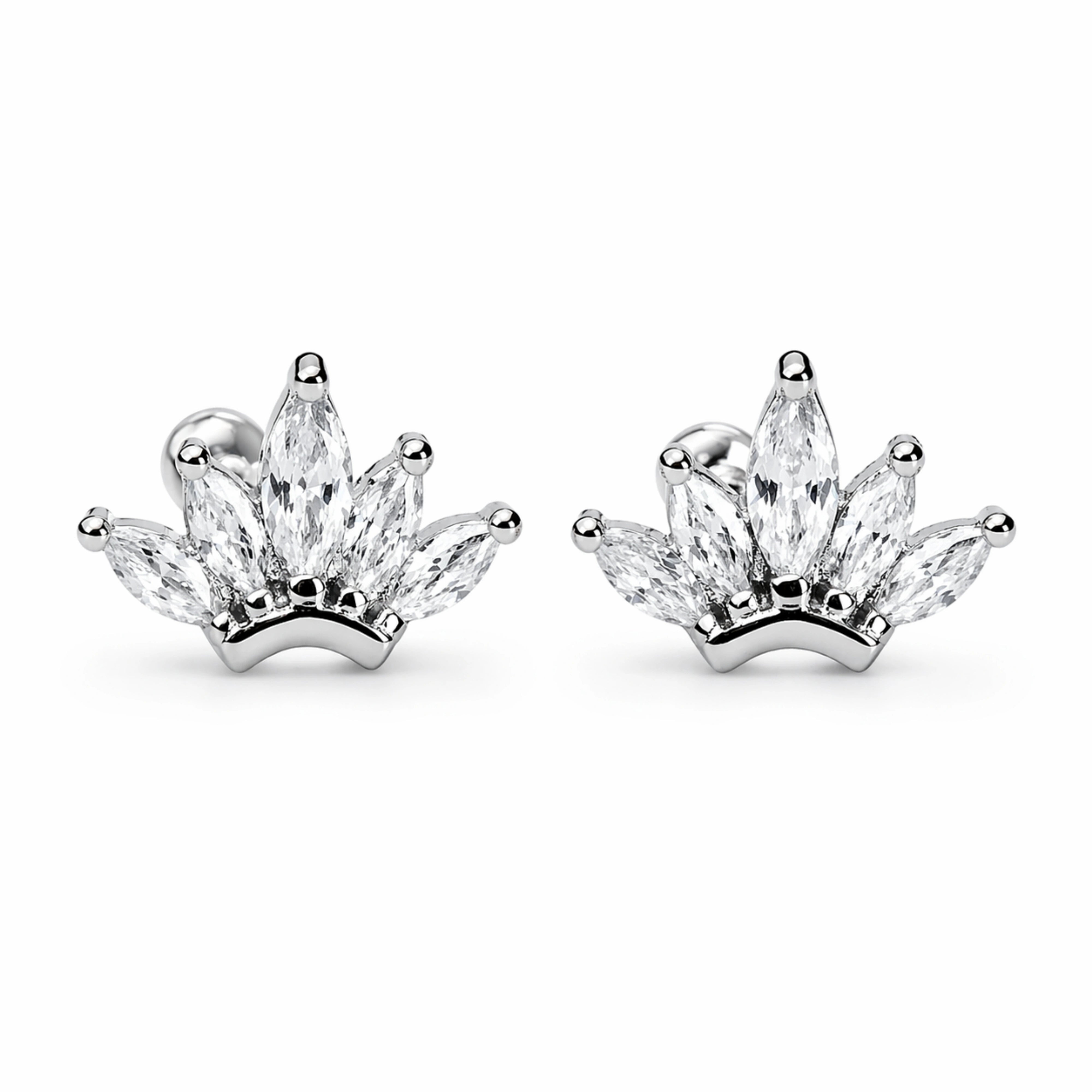 925 Sterling Silver Lotus Zircon Stud