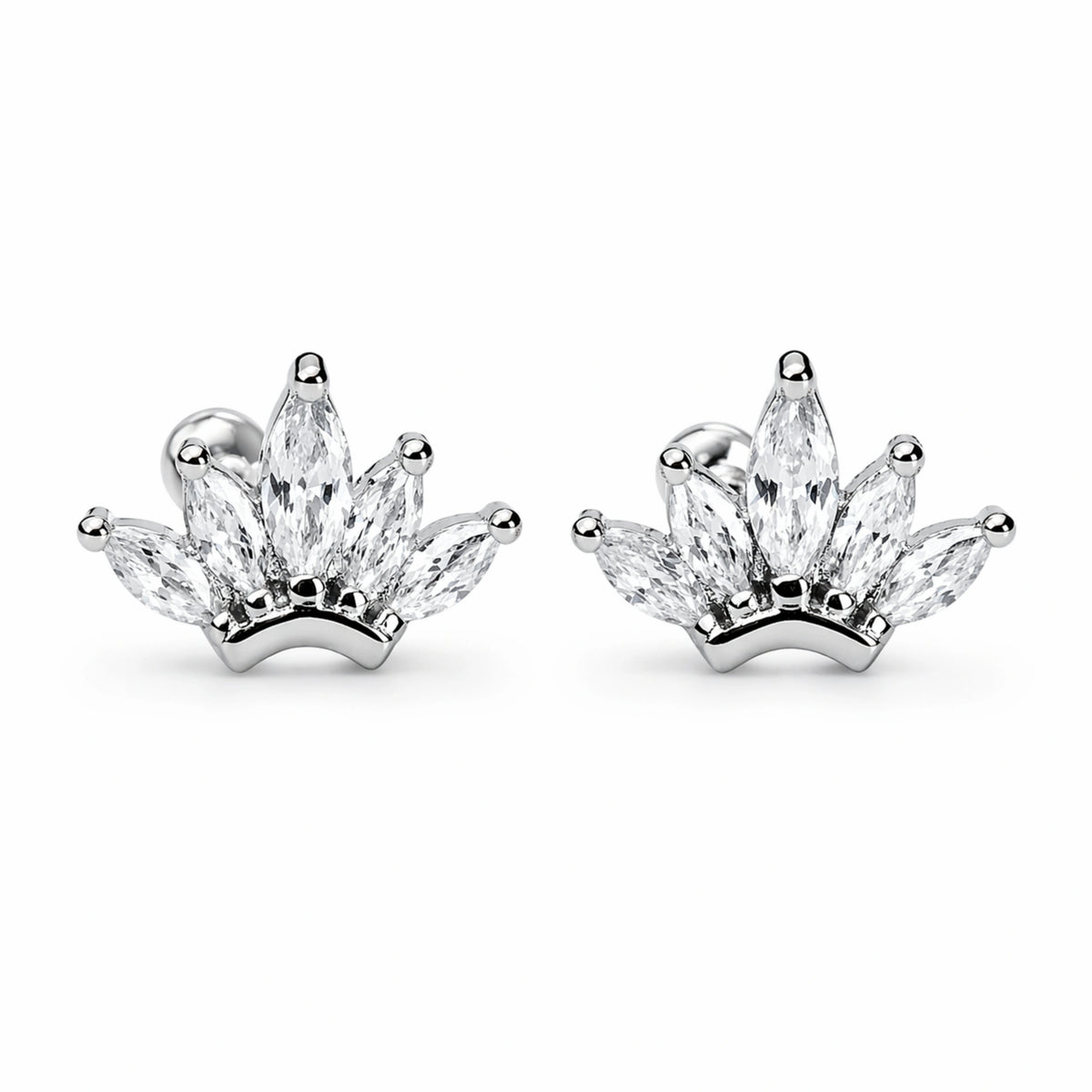 925 Sterling Silver Lotus Zircon Stud
