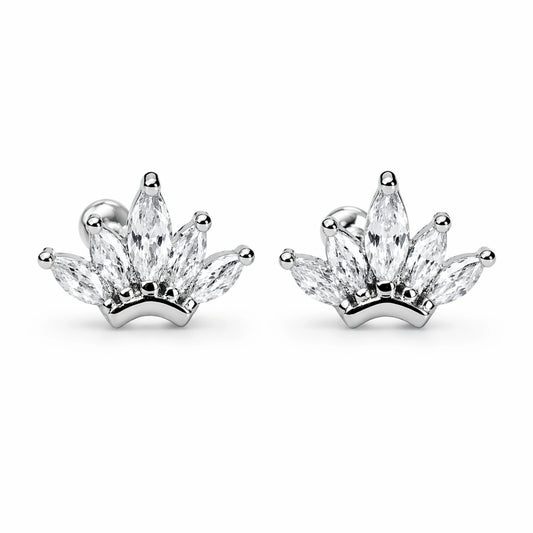 925 Sterling Silver Lotus Zircon Stud