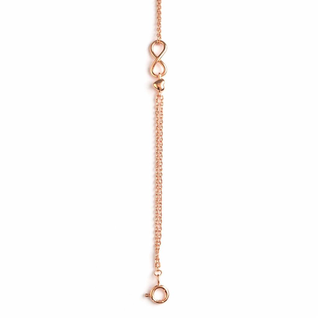 925 Sterling Silver Rose Gold Infinity Heart Chain Bracelet for Women