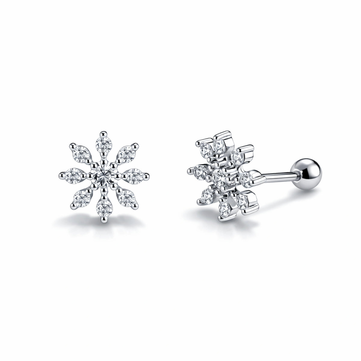 925 Sterling Silver Lotus Zircon Stud